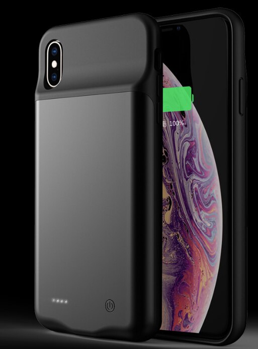 4000Mah Batterij Oplader Voor Iphone Xr Draagbare Batterij Opladen Cover Ultra-Dunne Siliconen Powerbank Case Voor Iphone xr: Black