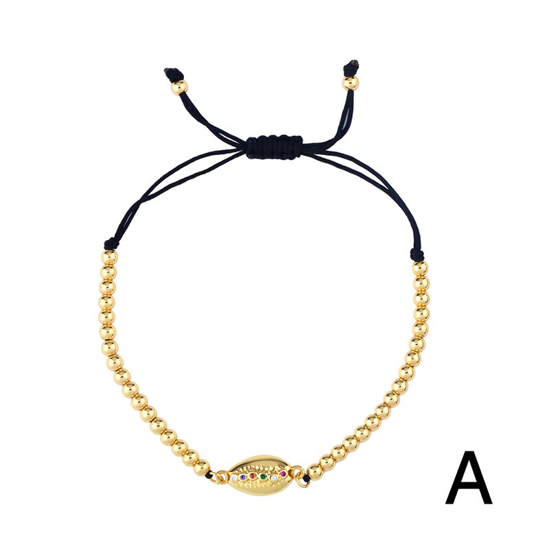 Conjunto de pulseras de colores del arco iris para mujer, cadena de piedras de zirconia, joyas cruzadas de concha de mar dorada, de joyería brtb59: brt-b59-A