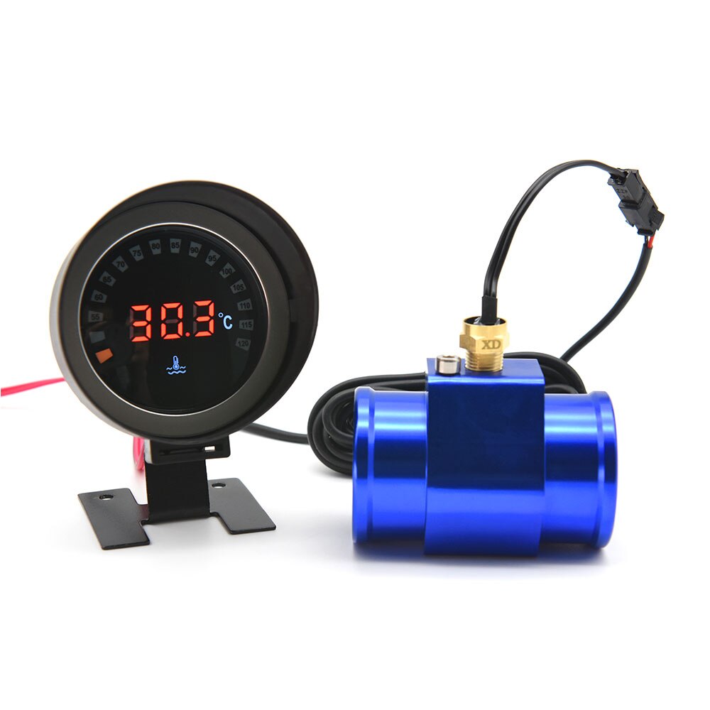 Universal 52mm Car LED Digital Water Temperature Gauge Instrument 10MM Water Temperature Sensor with Radiator Hose Adapter