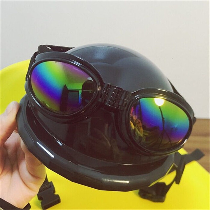 Herlige kek hundehjelme til motorcykler med solbriller cool abs hundehue hjelm plastik kæledyrsbeskyttelse