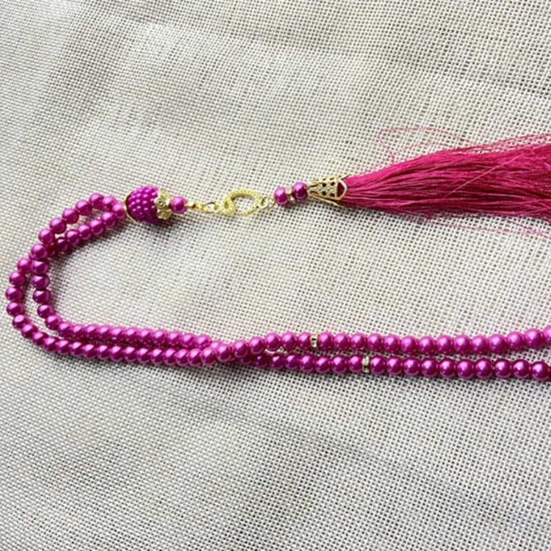 Nuevas perlas de vidrio borla estilo turco Rosario musulmán cuentas de oración islámica pulsera para mujeres accesorios de joyería 6mm 99 Uds: PLATEADO