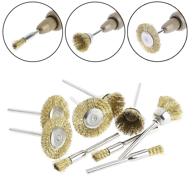 9 Brass Brush Wire Wheel Brushes Die Grinder Rotary Electric Tool for Engraver M4YD