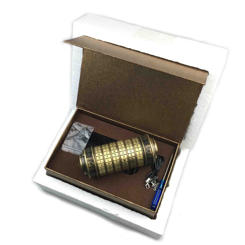 Leonardo da vinci código brinquedos metal cryptex fechaduras presentes de casamento dia dos namorados presente letra senha escapar câmara adereços: Metal in a set