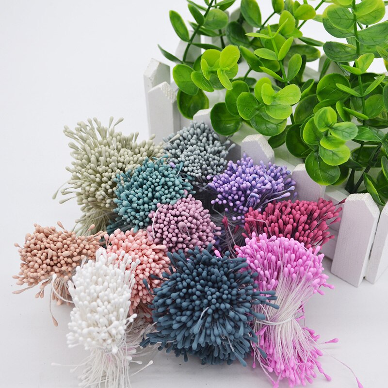 400pcs/lot Mini Flower Stamen Pistil DIY Artificial Double Heads Floral Stamens Home Wedding Decoration Cake Flowers Accessories