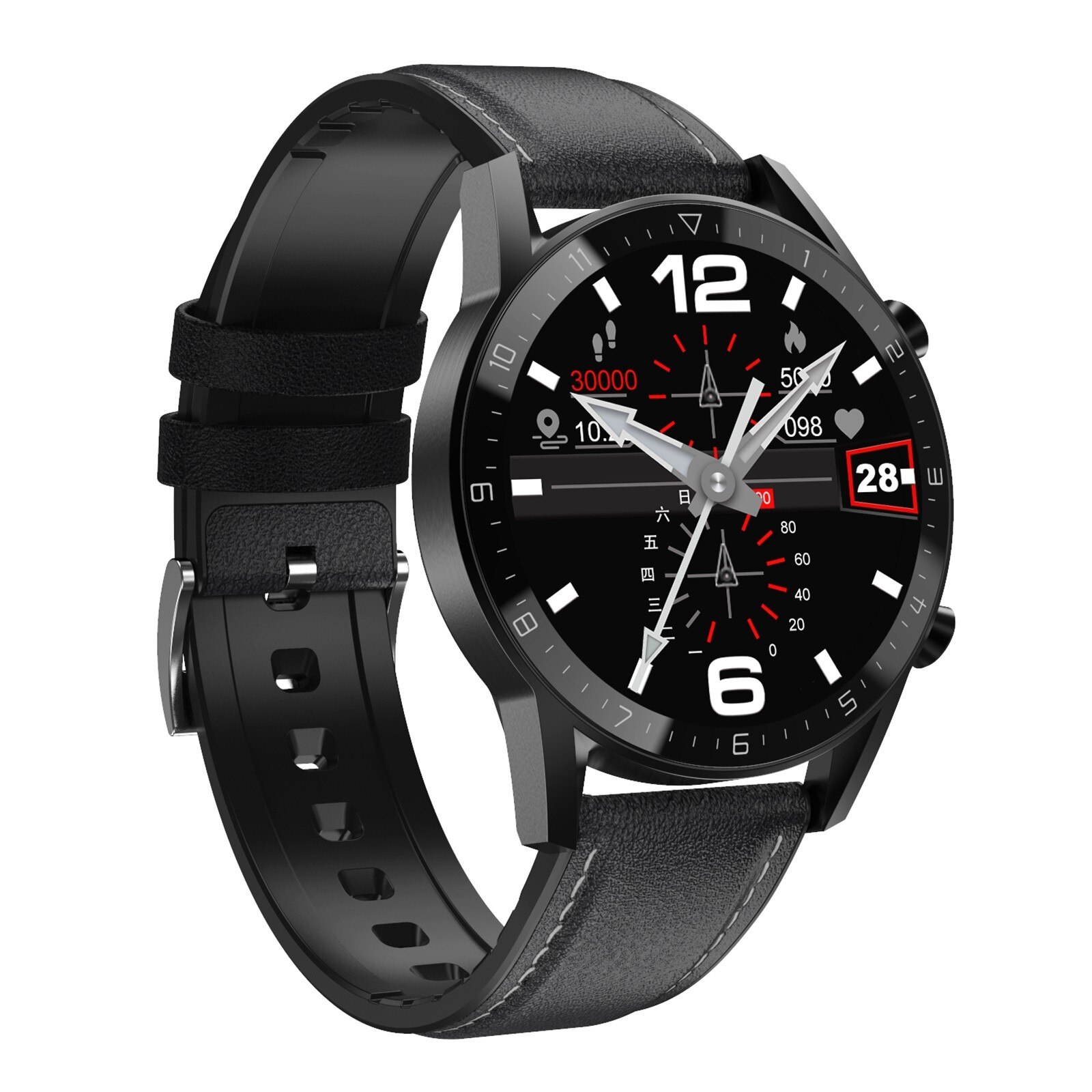 DT92 Bluetooth Oproep Smart Horloge Mannen Full Touch Screen IP68 Waterdichte Smartwatch Voor Android Ios Sport Fitness Horloges: Black leather