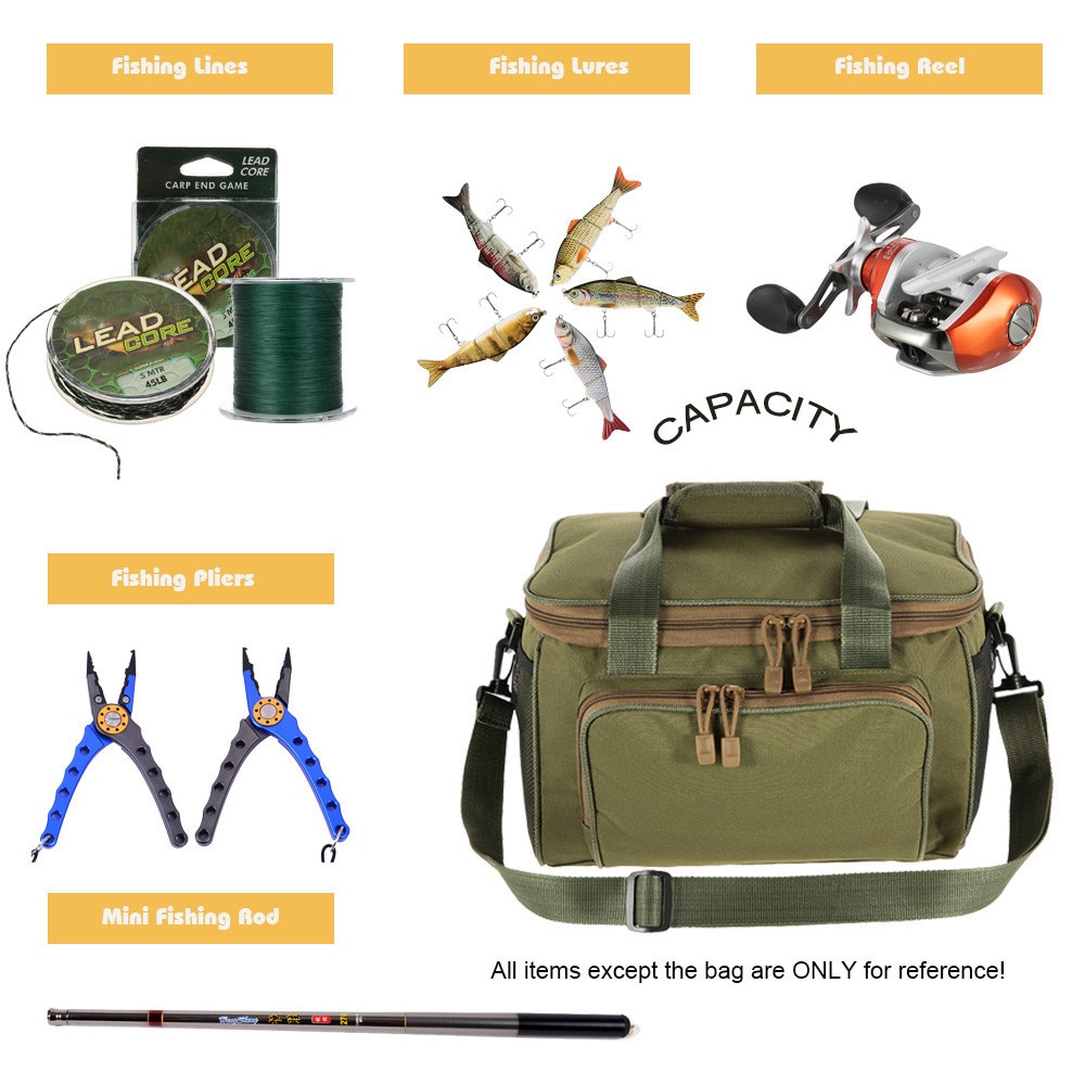 Lixada Fishing Bag Portable Multifunction Canvas Fishing Lure Reel Shoulder Waist Backpack Bag for Carp Pesca 37 * 25 * 25cm