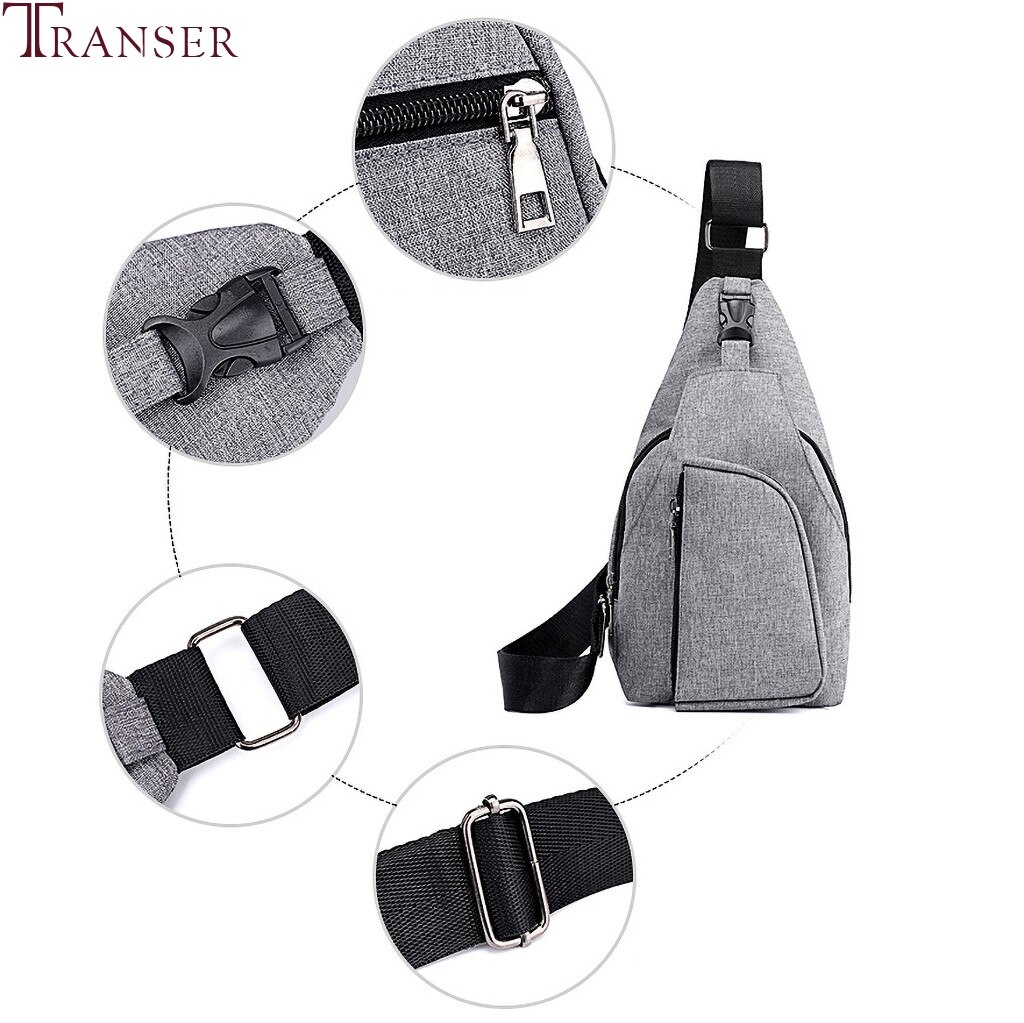 Transer 2019 moda masculina oxford pano peito saco esportes ao ar livre lazer multi-função saco casual anti-roubo bolsa de viagem mensageiro