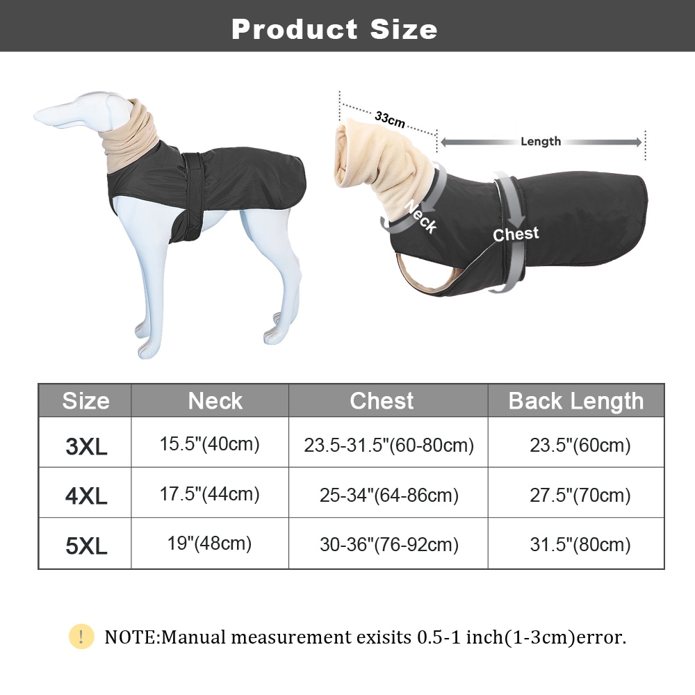 Chaqueta cálida impermeable para perros medianos y grandes, abrigo grueso de invierno para galgo, lobero irlandés y pastor alemán
