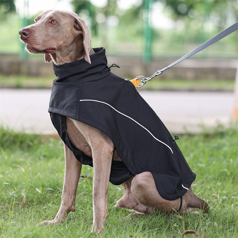 Wasserdichte Jacke für große Hunde, flexibel Brust, Vlies-Futter, Softshell, draussen-Hundejacken, reflektierender Sicherheitsmantel für Haustierkleidung