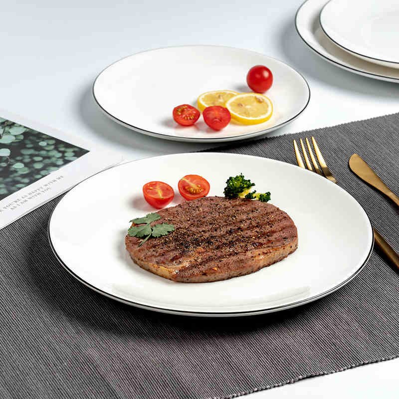 Wit Keramische Platen, Huishoudelijke Steak Platen, Ronde Borden, Dessert Platen, Borden