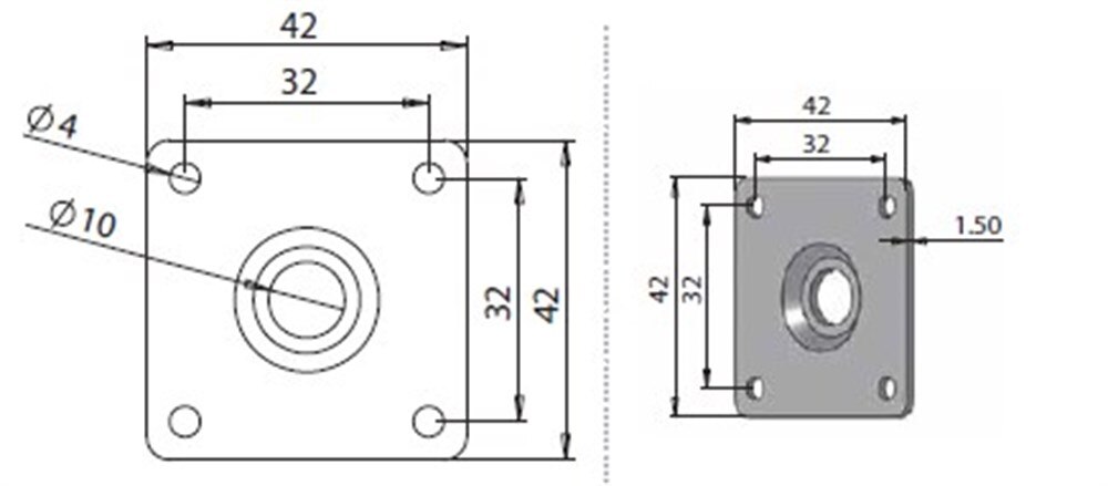 Metal Table Transparent Plastic Brake Caster Wheel Furniture Sofa Table