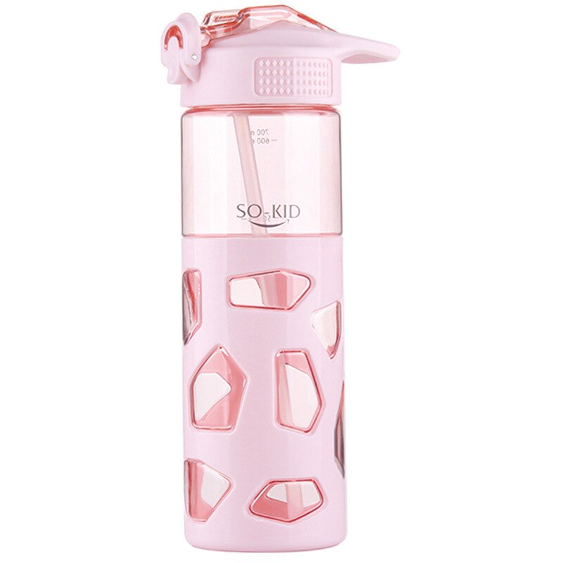 700ml met rietje waterfles anti-verbrandingshoes sport shaker waterflessen thee melk mijn drinkfles waterfles: Roze