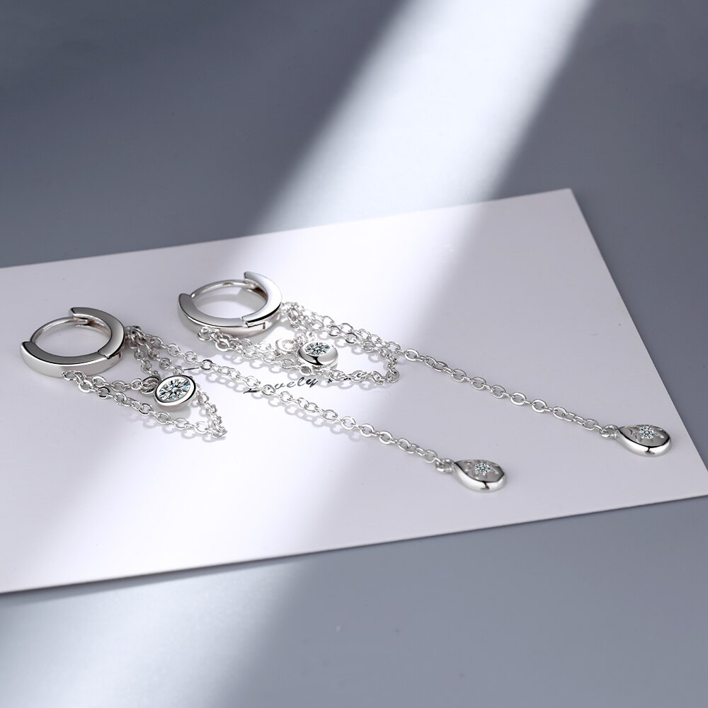 ANENJERY 925 Sterling Silber Lange Quaste Wasser Tropfen Ohrringe Für Frauen Handgemachten Schmuck S-E1071