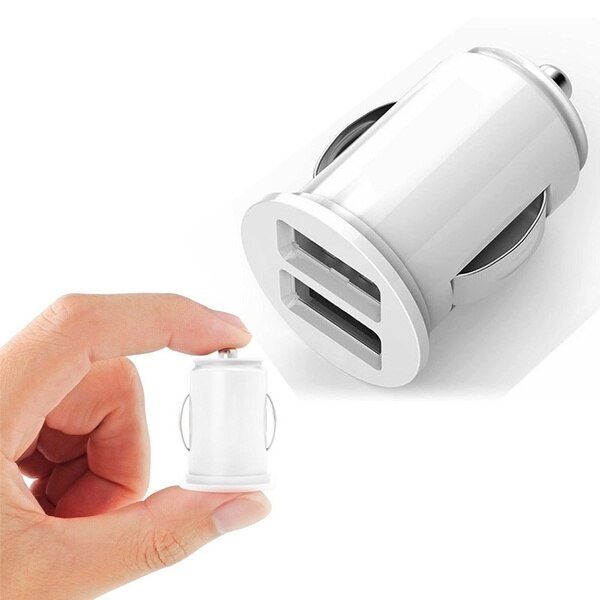12v strøm Dobbel 2 havn usb mini kule billader adapter til telefon: Hvit