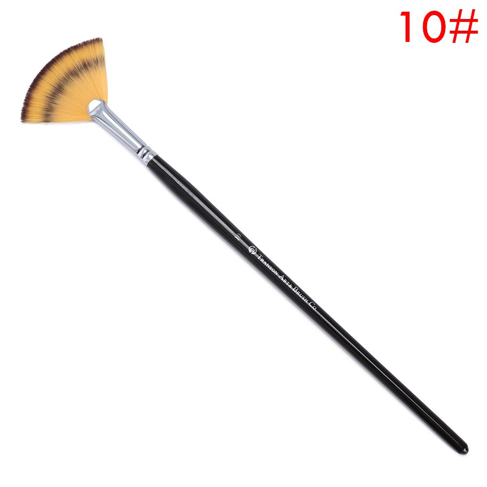 1 Pcs Nylon Hair Fan Pen Brush Wooden Handle Acrylic Water Oil Painting Brush Different Size Drawing Crafts: 10