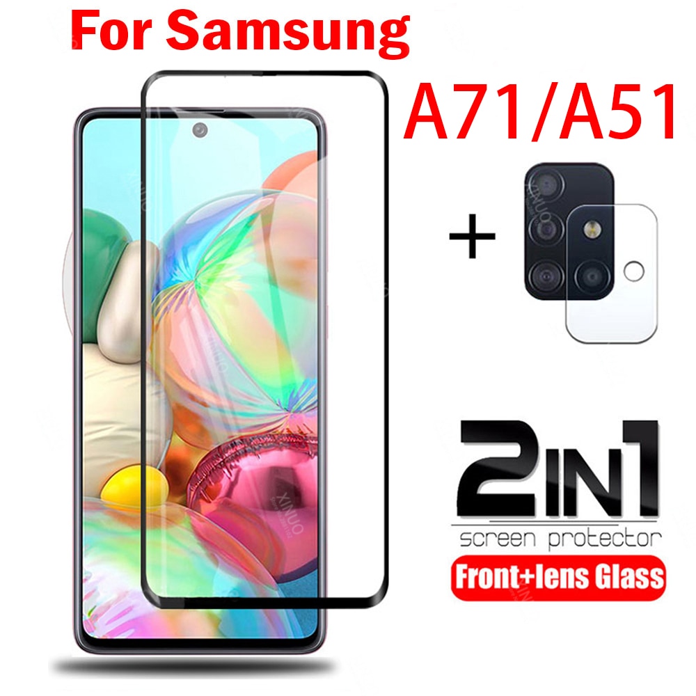 2-in-1 per il caso di Samsung Galaxy A71 A51 5G della macchina fotografica della copertura di vetro Temperato Samsung A71 A51 UN 71 51 sumsang samsun A71 A51 telefono coque