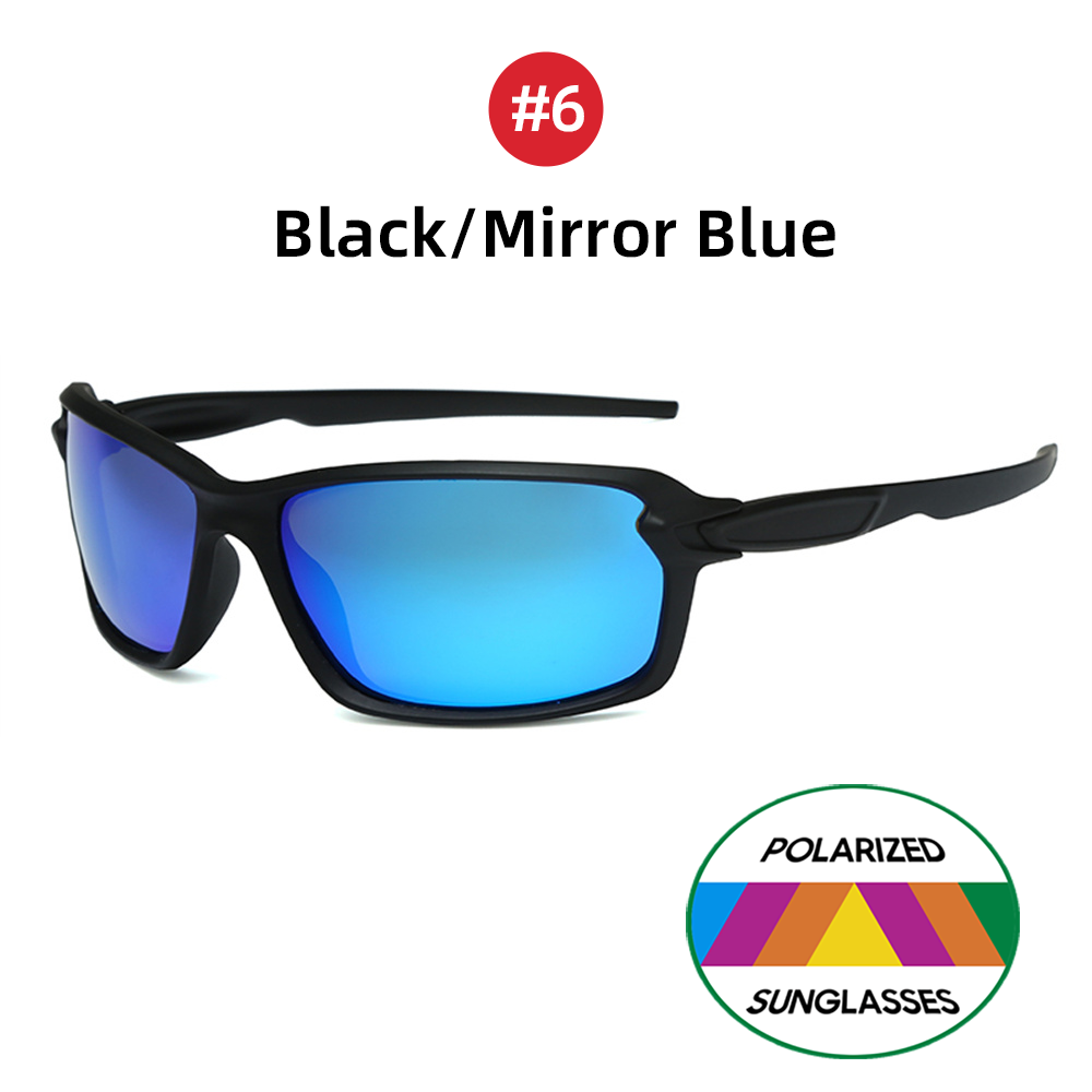 Sportzonnebril voor heren Meekleurende fietsspiegel Rood gepolariseerde fietszonnebril Dames Vissen 2025, UV400 fietsbril: Blauw