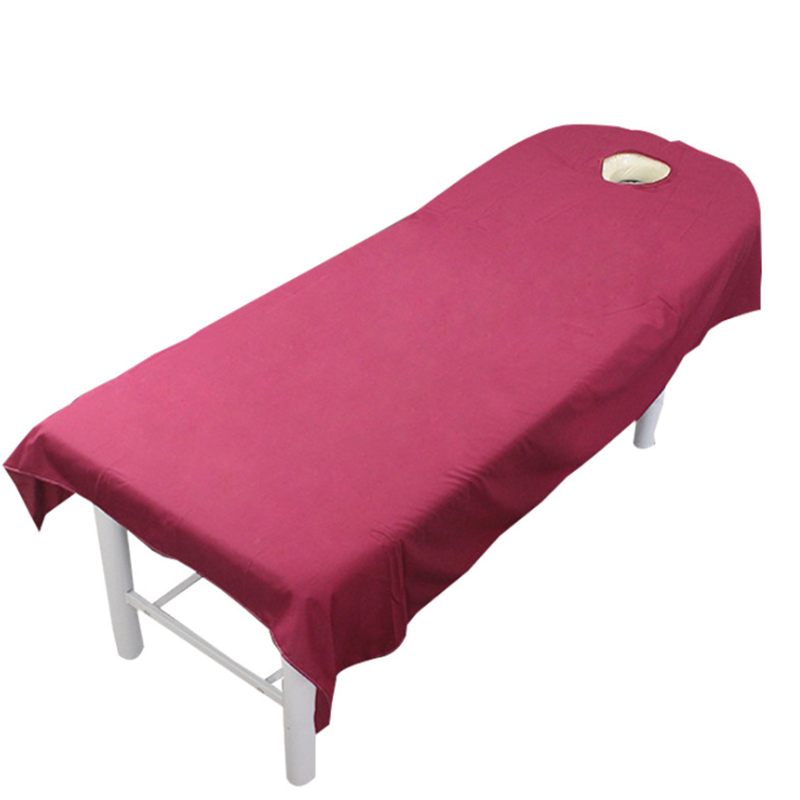 190Cm Massage Tafel Couch Cover Gezicht Gat Laken Protector Cosmetische Bed Schoonheid Blad Voor Salon Spa Voetverzorging winkel 6 Kleuren: Red