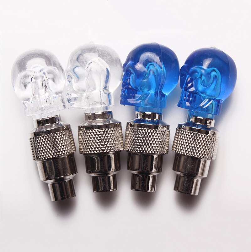 Schedel Fietsverlichting Fiets Valve Light Motion Activated Led Light Veiligheid Fietsen Lamp Wiel Ventieldopjes Fiets Accessoires