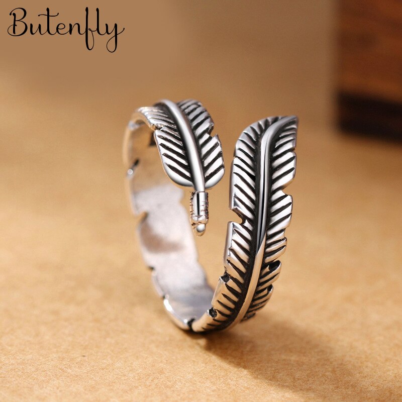 Luxe Creatieve Stijl Boho Veer Ringen Voor Vrouwen Verstelbare Ring Charm Sieraden