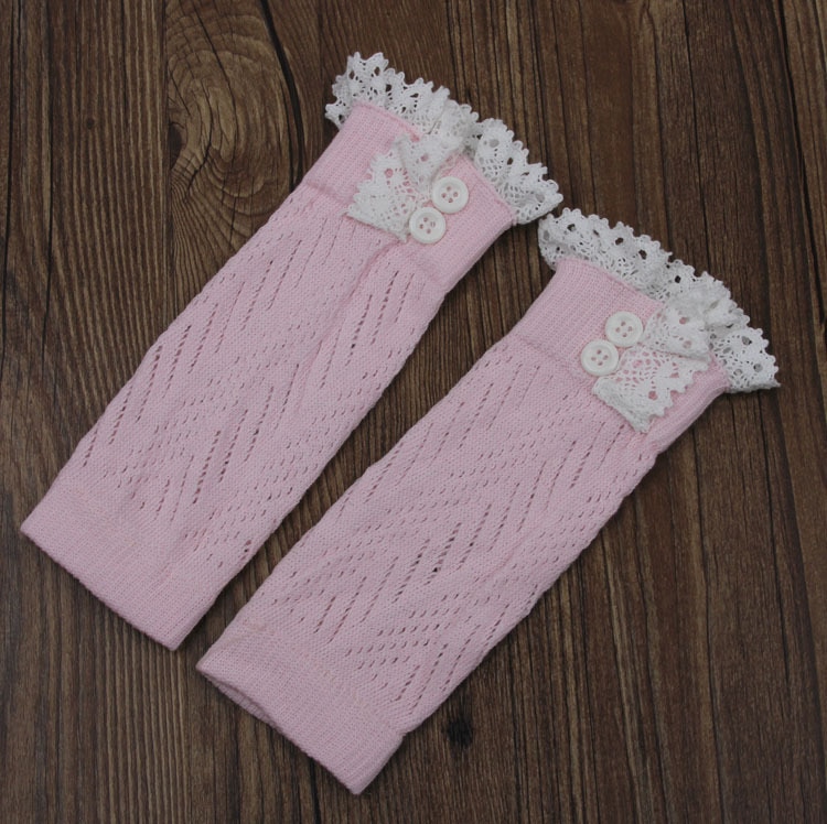 1 paire doux hiver enfants filles bébé à la tricoté dentelle jambières nourrissons bambins guêtres manchettes chaussettes genou haut: Rose