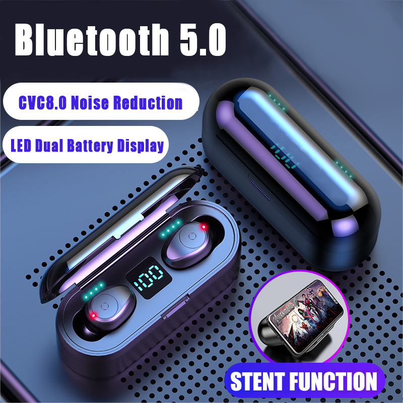 Bluetooth V5.0 Oortelefoon Draadloze Koptelefoon Stereo Sport Draadloze Hoofdtelefoon Oordopjes Headset 2000 MAh Power Voor IPhone Xiaomi