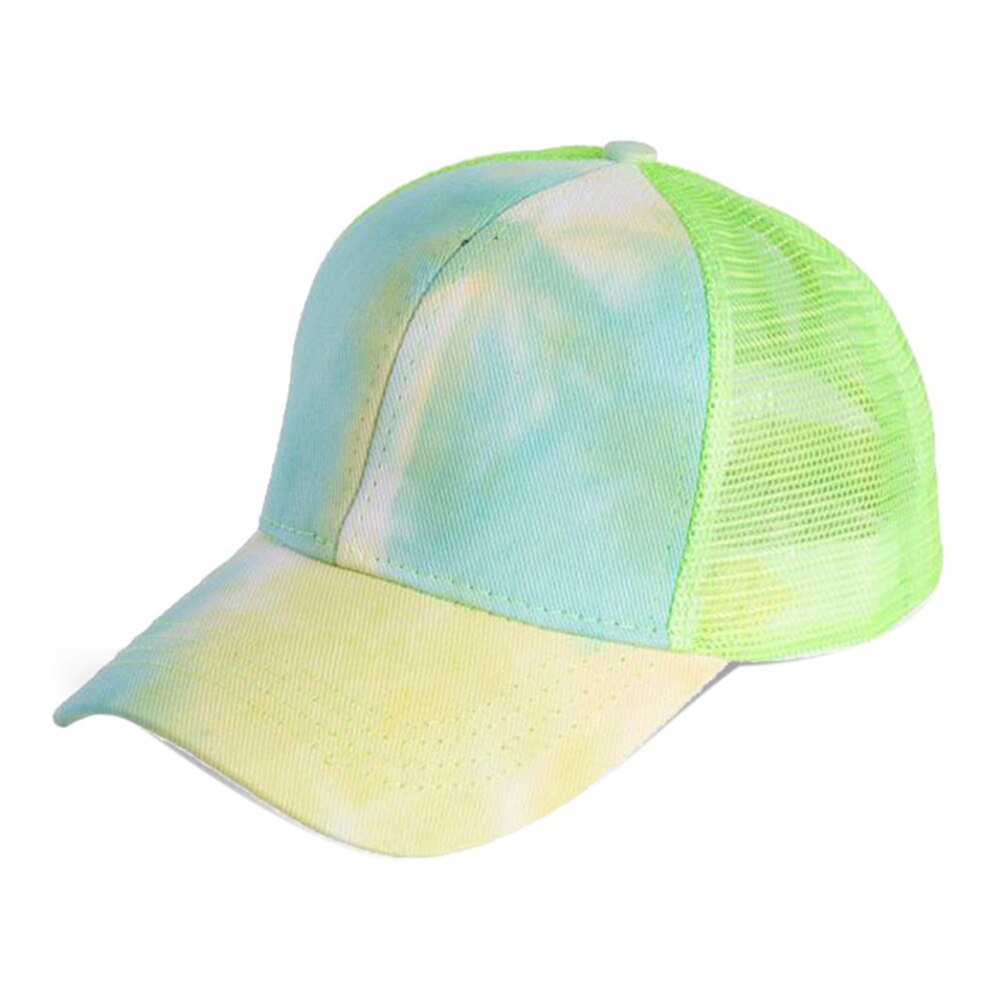 Udendørs kvinder slipsfarve anti sol justerbar bomuld baseball cap mesh hestehale hat baseball cap mesh hestehale hat baseball cap mesh
