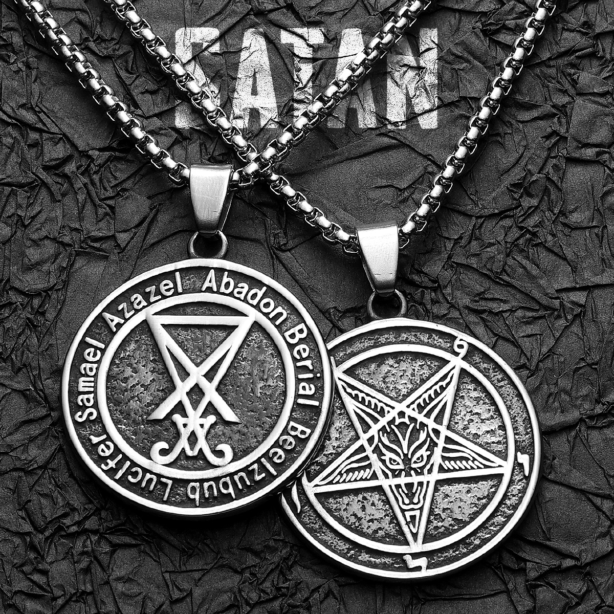 Hell démon Satan Lucifer acier inoxydable hommes colliers pendentif chaîne puissant amulette Vintage pour femmes bijoux