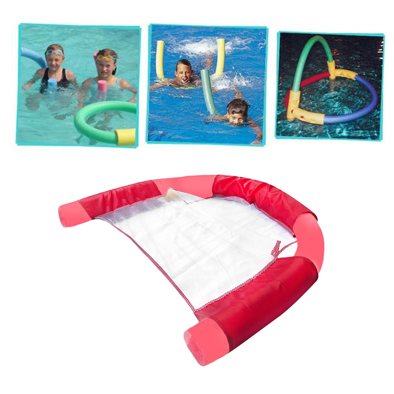 Summer Floating Chair Sling Float Mesh Seat Relaxing Pool Seats Bed Fun Toy: Red 6.5x150CM