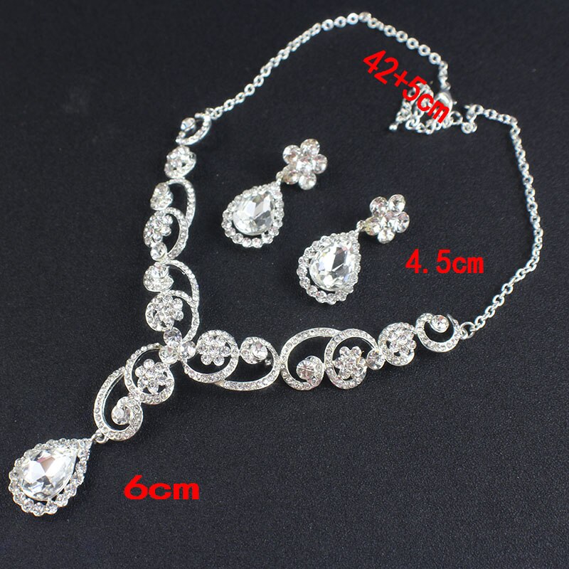 Jiayijiaduo Simulierte Perle Schmuck Hochzeit Braut Schmuck setzt silber-farbe Blume Halsband Halskette Ohrringe
