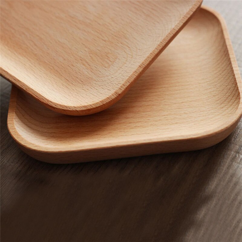 1Pcs Wooden Plate Wood Saucer Fruit Dishes Saucer Tea Tray Dessert Dinner Bread Wood Plate Japanese Style Kitchen Utensils