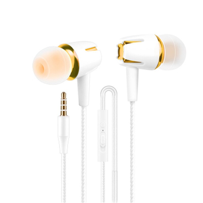 Auriculares con cable E18 para teléfono móvil, cascos ajustables de volumen, pausa/reproducción, para Huawei, xiaomi Honor, 3,5mm: whitegold