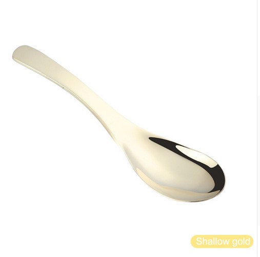 Hoch 304 Edelstahl Löffel 3 Größe Große Gold Reis Suppe Löffel freundlicher Eis Nachtisch Löffel Küche Abendessen geschirr: blass Gold / S 3.6 x13.5(cm)