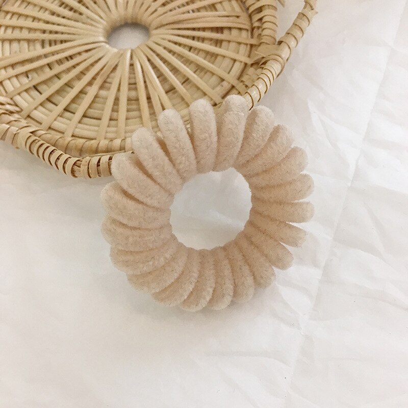 Hohe Elastizität Telefon Spule Haarbänder Frauen Spirale Haar Krawatten Mädchen Haar Ringe Seil Einfarbig Haar Zubehör Gum Scrunchy: Apricot