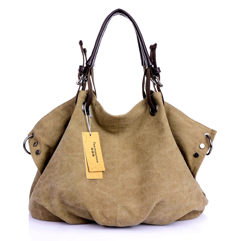 Vrouwen Canvas Messenger Bags Vrouwelijke Crossbody Tassen Solid Schoudertas Casual Vrouwelijke Handtas Grote Capaciteit Tote: Khaki