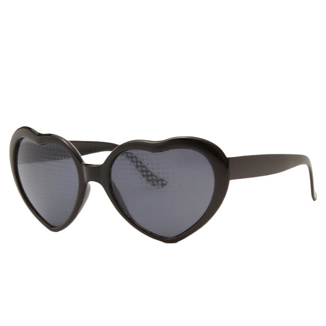 Miłość w kształcie serca efekty okulary oglądaj światła zmieniają się w kształt serca w nocy dyfrakcyjne okulary kobiety refrakcja Sunglasse: czarny