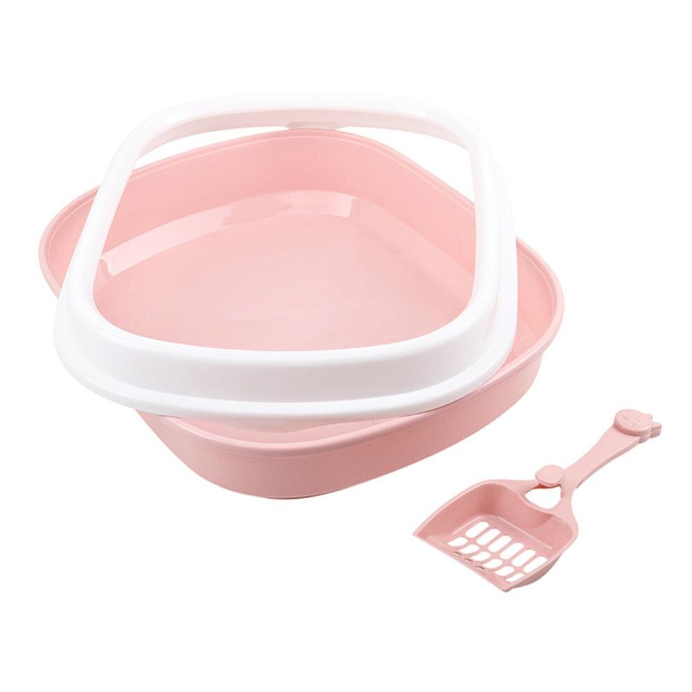 Arenero de plástico para mascotas, caja de arena antisalpicaduras para interior de gato, con cuchara de entrenamiento, almohadilla para PiS de gatito, bandeja de limpieza, suministros de residuos para cachorros