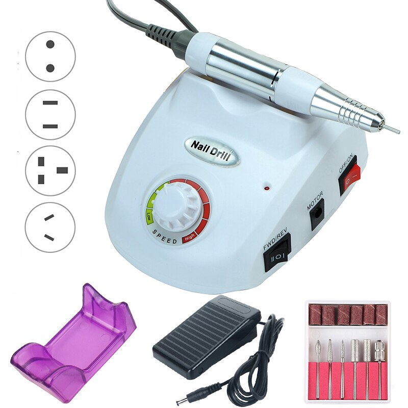 Juego de brocas eléctricas para uñas de 20W y 35000RPM, juego de brocas para manicura y pedicura, Kit de fresas, removedor de Gel, equipo fuerte para uñas: 35000 white
