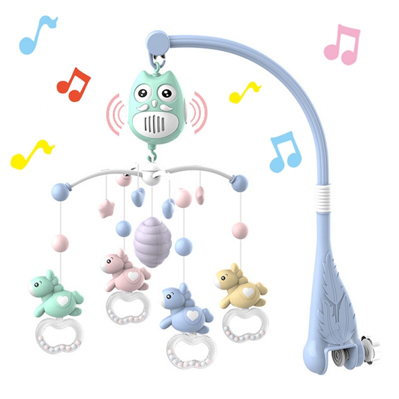 0-12 maanden Baby Speelgoed Muzikale Mobiele voor Crib Pasgeboren Slapen Bed Speelgoed: Sky Blue