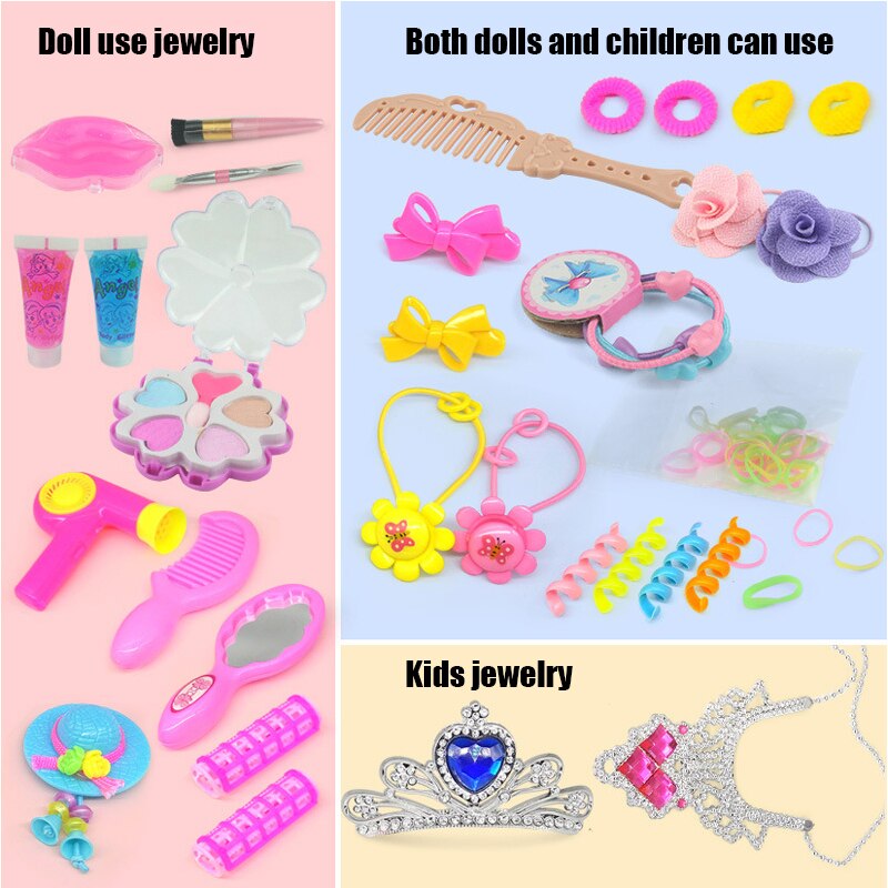 Conjunto de muñecas de juguete para niña, peine de maquillaje de princesa, Kit de seguridad no tóxico, para niña