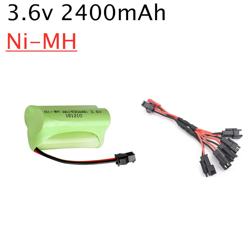 2400mAh 3,6 v Akku + USB Ladegerät Set Für Rc spielzeug Auto Tank Zug Robot Boot Gun Ni-Mh AA 3,6 v Akku: Black