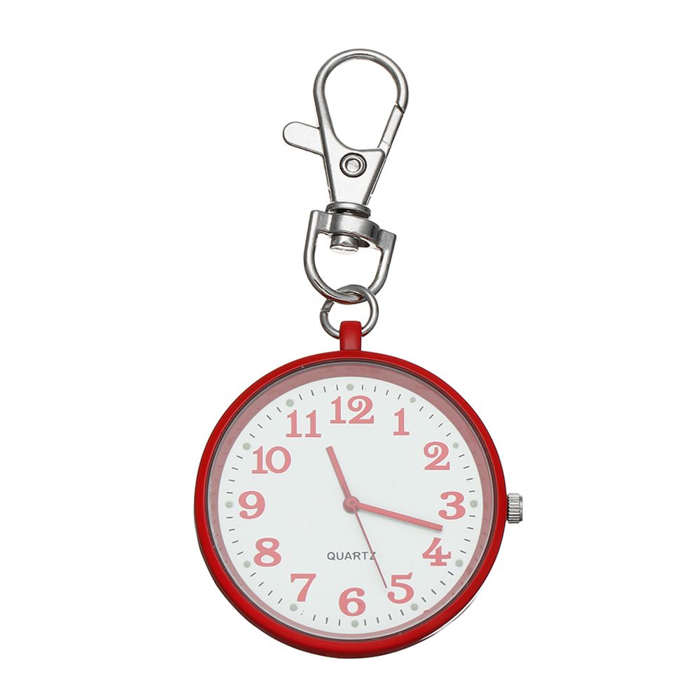 1 stk minimalistisk kvarts lommeur for sykepleier ultratynt åpent ansikt sykepleier klokker bærbar unisex nøkkel spenne anheng klokke: Rød