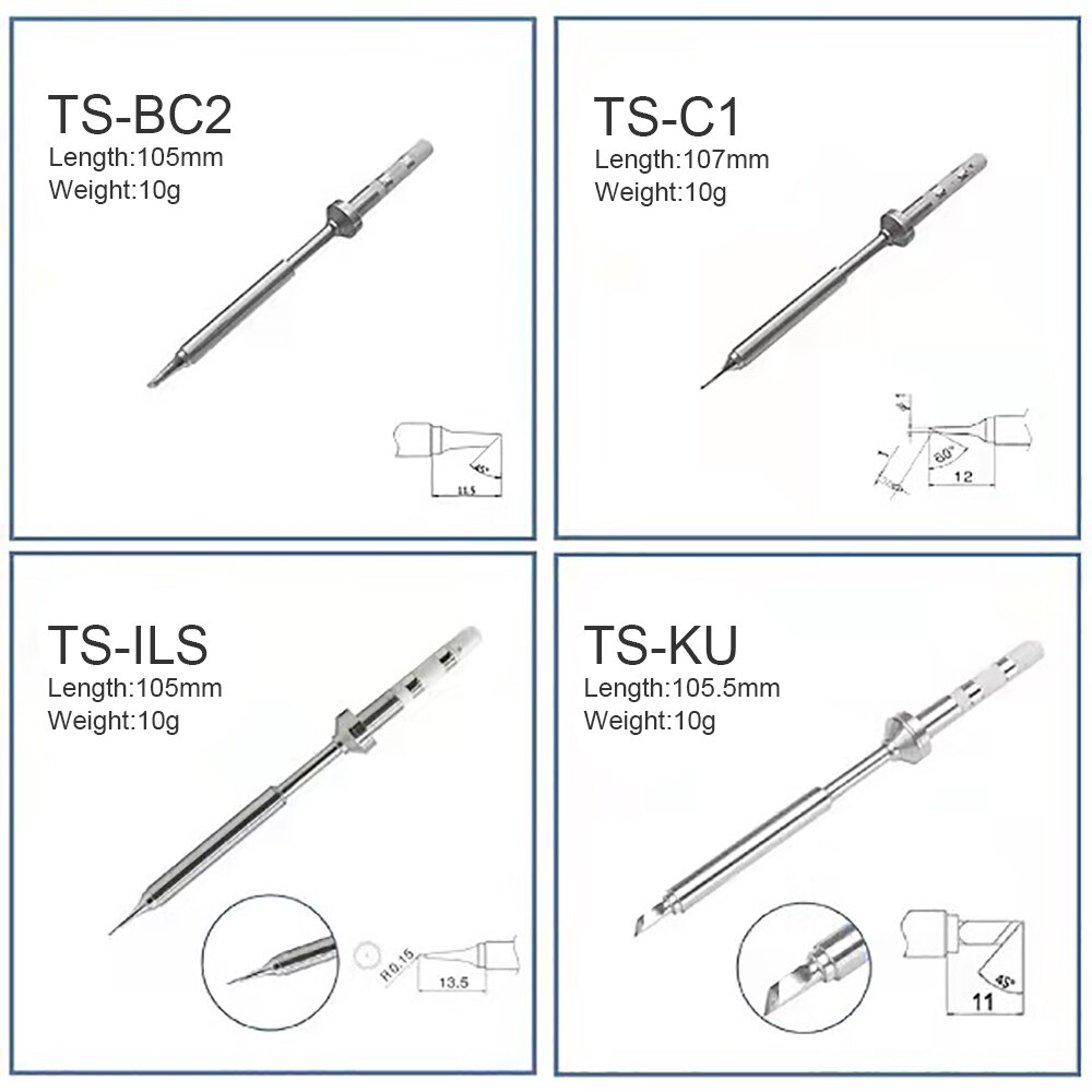 SEAFRONT 7 Types Mini Stainless Steel Soldering Iron Tips Replacement for TS100 Soldering Iron for Mobile Phone, Computer (TS-K SEAFRONT 7 Types Mini Stainless Steel Soldering Iron Tips Replacement for TS100 Soldering Iron for Mobile Phone, Computer (TS-K