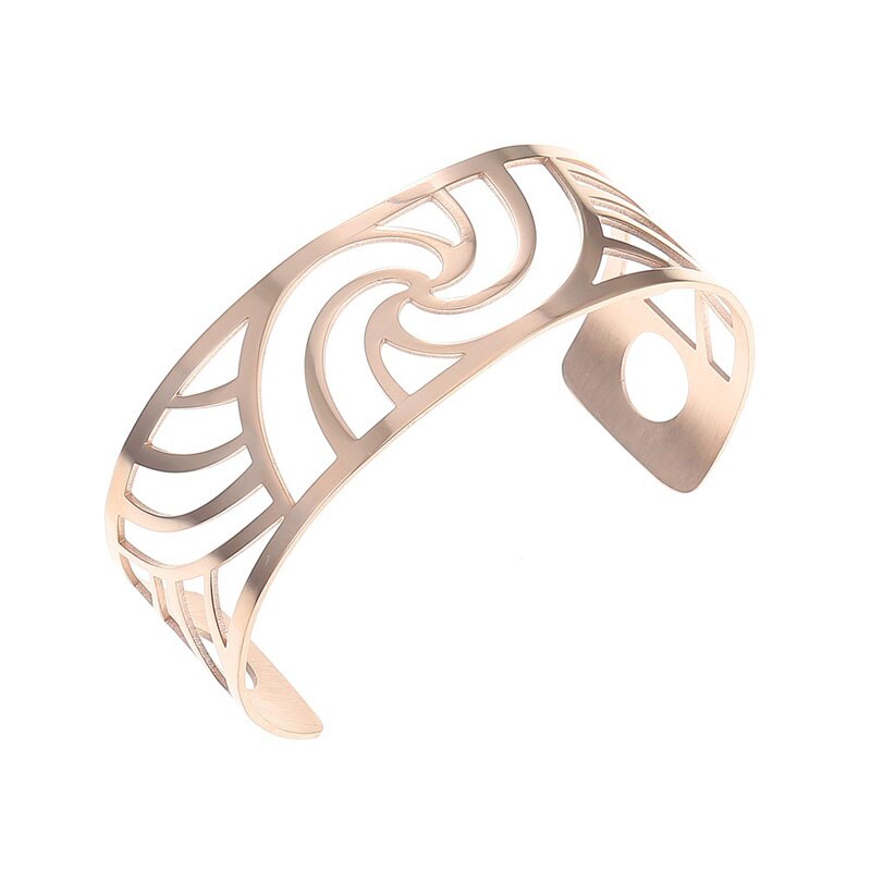 Cremo bracciale rigido in oro rosa fiore bijoux acier insossibile femme 2019 manchette Bangle reversibile cinturino in pelle gioielli: Hollow
