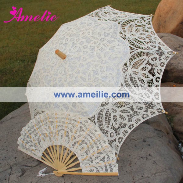 Belgische Bridal Paraplu En fan Kanten Parasol Wedding Set