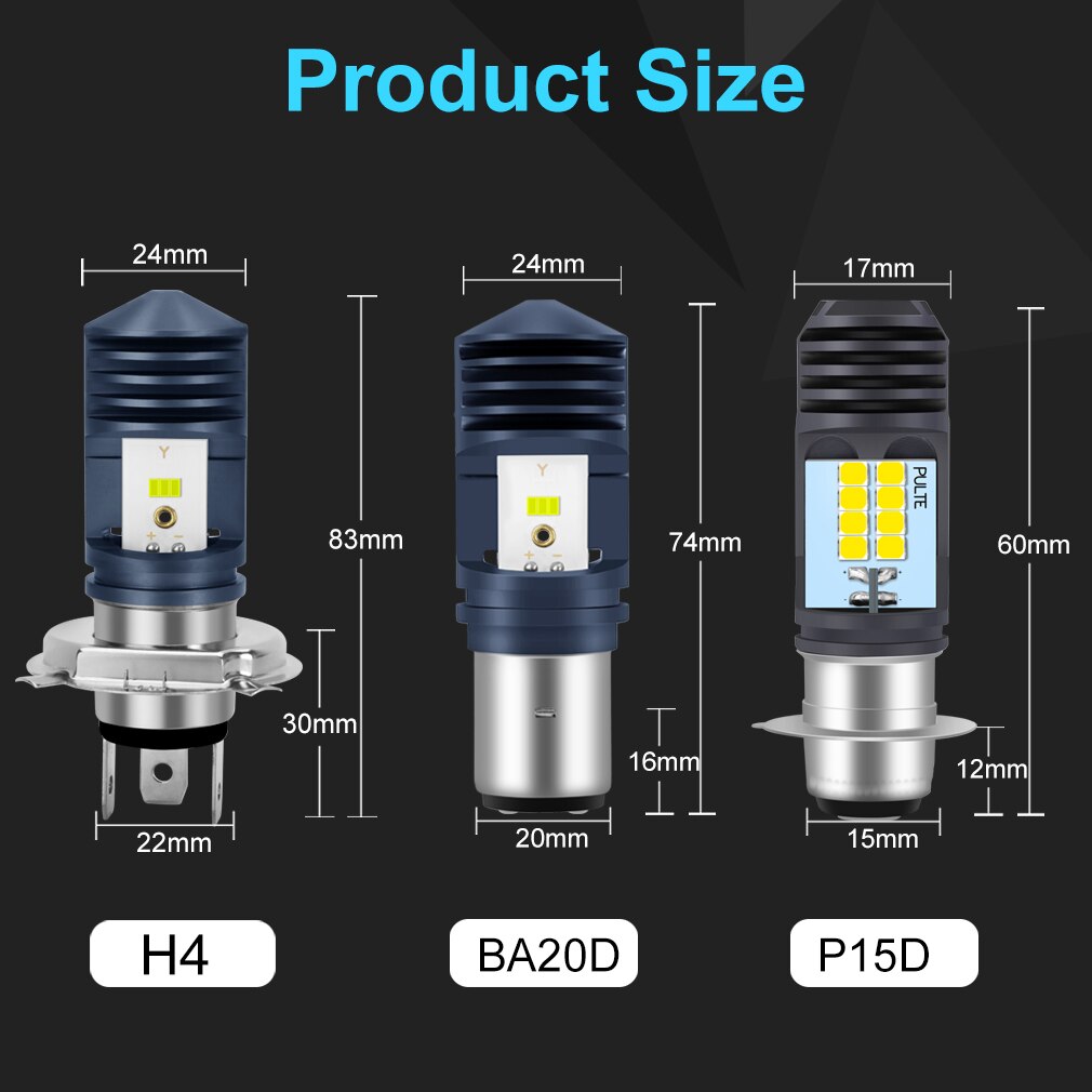 Bombillas LED H4 BA20D P15D para faro delantero de motocicleta, luz de carretera Hi/Lo, superbrillante, H4, accesorios para faro delantero de Moto y Scooter, novedad