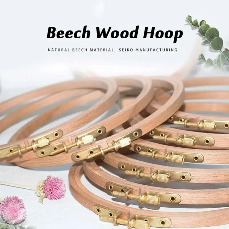 Aros de bordado redondos de haya de 3-12 pulgadas, estante ovalado para bordar a mano, anillo de punto de cruz de madera, aro de imitación, herramienta de marco de costura