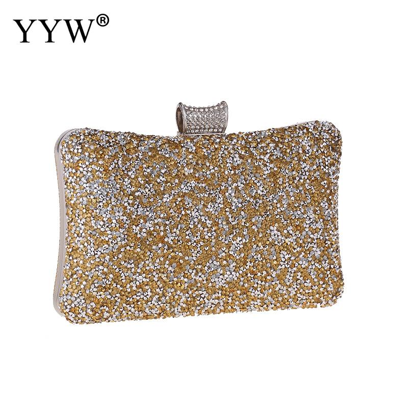 Luxe Strass Avond Clutch Vrouwen Zilver Goud Mode Wedding Party Night Tas Bling Crossbody Tassen Doos Strass