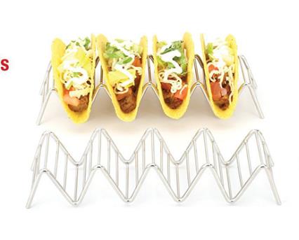 Rustfrit stål tacoholder pizza tærtebord stativ mexicansk mad bollestativ hotdog shell appetitvækkere buffet serveringsbakke tallerkener værktøj: 4