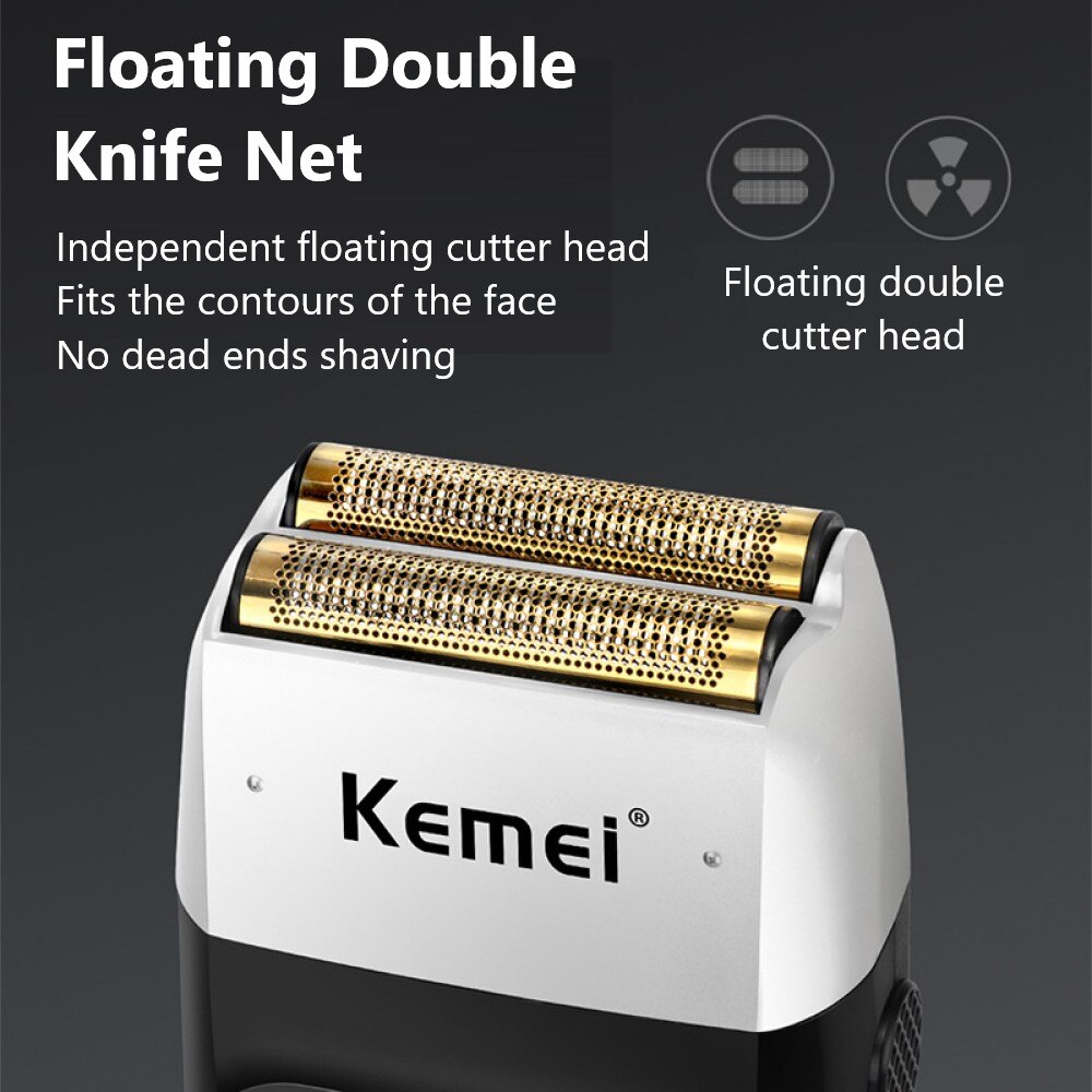 Kemei-Afeitadora eléctrica Original para hombres, máquina de afeitar potente para Barba y pelo, cabeza de baldas, acabado, se desvanece